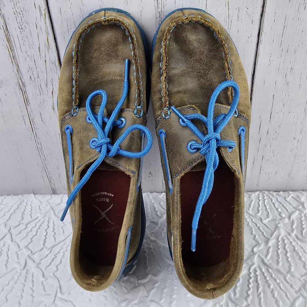 Twisted X Boat 4.5M Driving Shoes Moc Bomber YDM0016 Brown Turquoise Leather